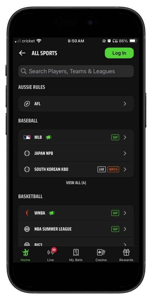draftkings sportsbook sports betting markets