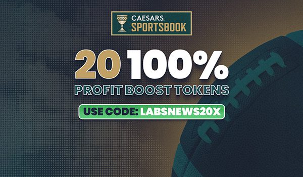 Register with the Caesars Sportsbook promo code LABSNEWS20X to claim 20 100% Profit Boost Tokens Today.