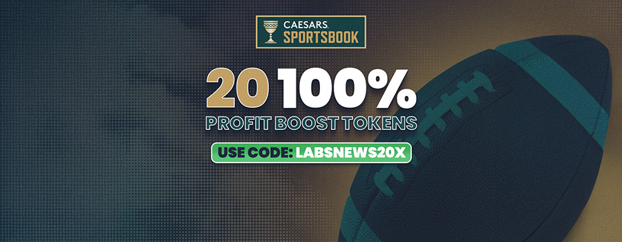Register with the Caesars Sportsbook promo code LABSNEWS20X to claim 20 100% Profit Boost Tokens Today.