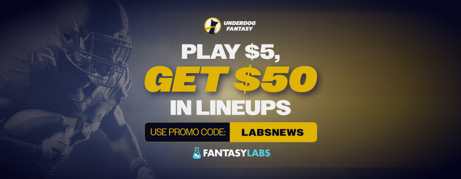 Register with the Underdog promo code LABSNEWS and claim $50 in bonus lineups for CFB and MLB picks.