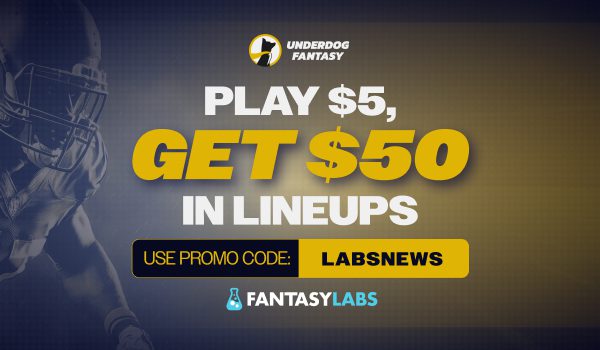 Register with the Underdog promo code LABSNEWS to claim $50 in bonus lineups for MNF games today.