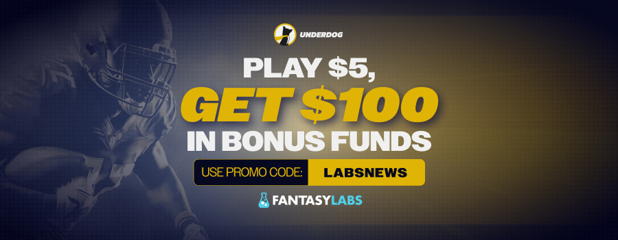Register with the Underdog promo code LABSNEWS to claim $100 in bonus funds or entries for Chiefs vs. Jaguars MNF game now.