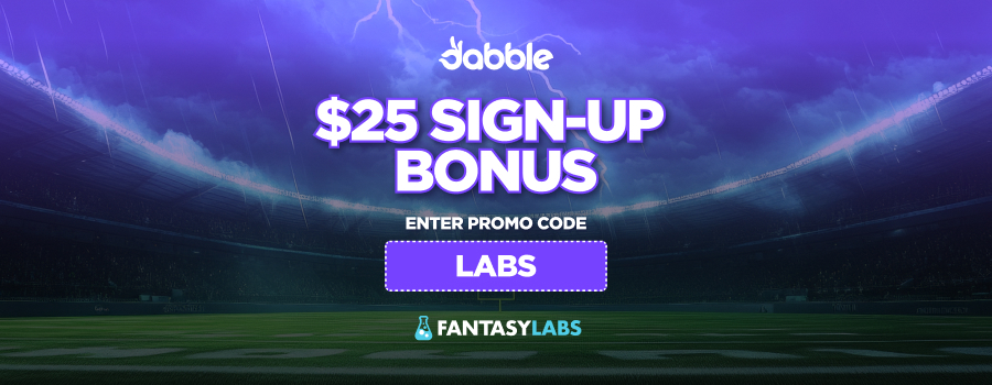 Register with the Dabble Fantasy promo code LABS and get a $25 bonus for Monday Night Football today.