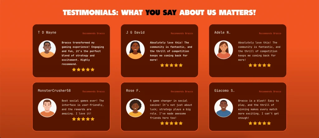 Bracco reviews taken from playbracco's website