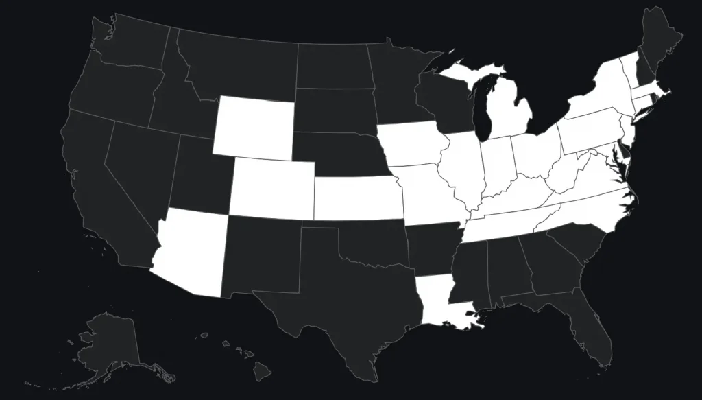 shaded map of fanatics sportsbook promo legal states
