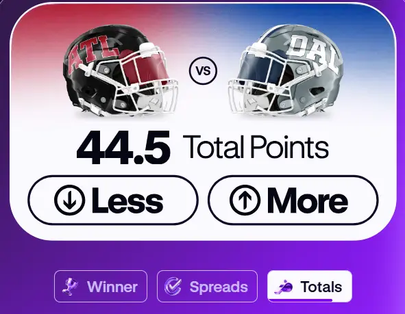 Team Picks Total Points ATL vs DAL event contract