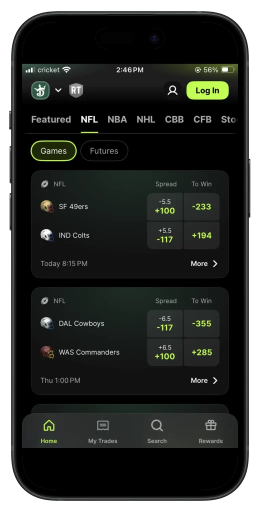 draftkings predictions sports contracts