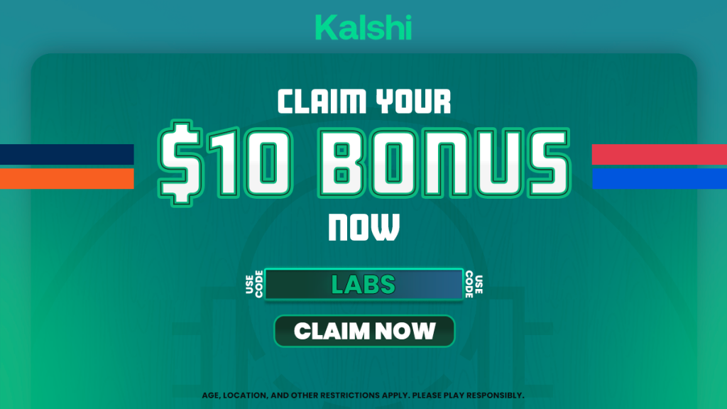 Use Kalshi promo code LABS for $10 bonus to use on NFL Playoffs and Super Bowl predictions.