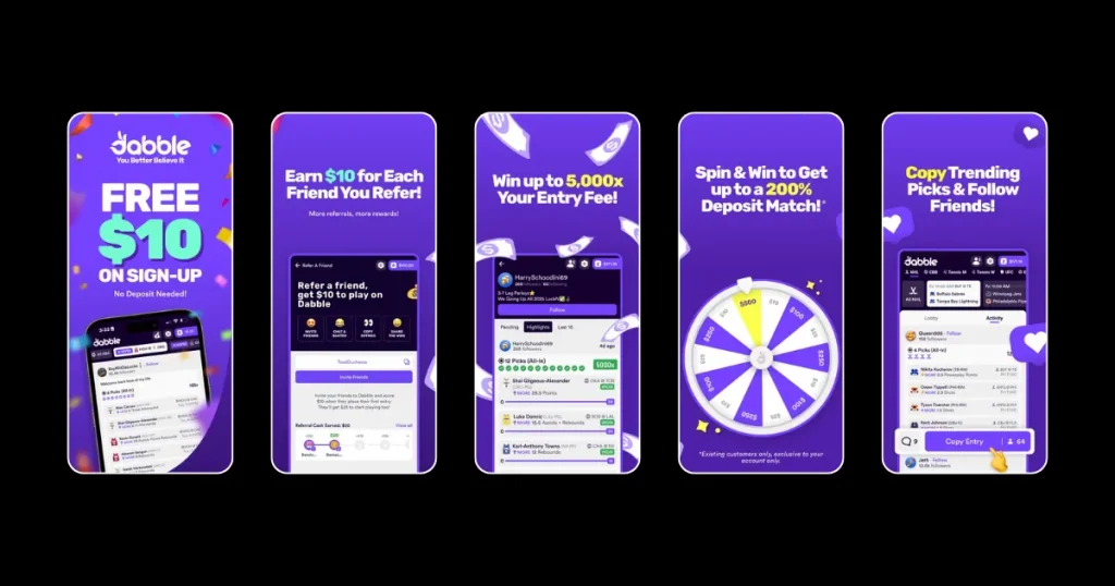 Creating an account and using the Dabble Promo Code | Dabble DFS Apple App Store's screenshot