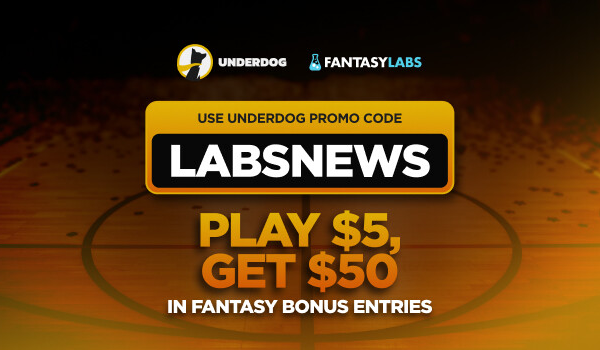 Use Underdog promo code LABSNEWS and play $5 to get $50 in fantasy bonus entries on April 2, 2026.