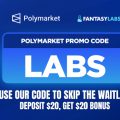 Use the Polymarket promo code LABS to skip the waitlist and deposit $20 to get a $20 bonus on April 11, 2026.