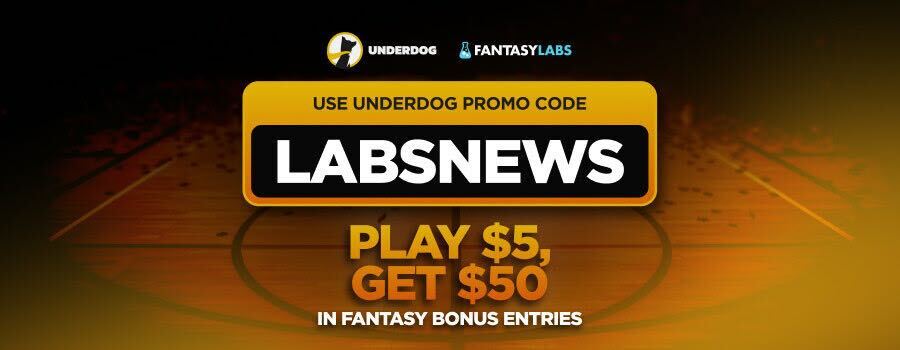 Use Underdog promo code LABSNEWS and play $5 to get $50 in fantasy bonus entries on April 25, 2026.