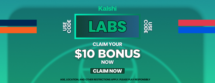 Register with the Kalshi promo code LABS to claim $10 bonus offer for the 76ers vs. Knicks in the second round of the NBA Playoffs.