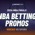 Register with the premiere NBA Finals betting promos in North America now to wager on Knicks vs. Spurs tonight.