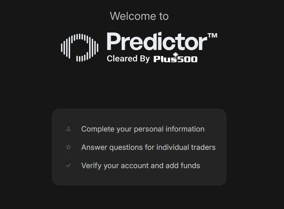 Predictor sign-up process screenshot